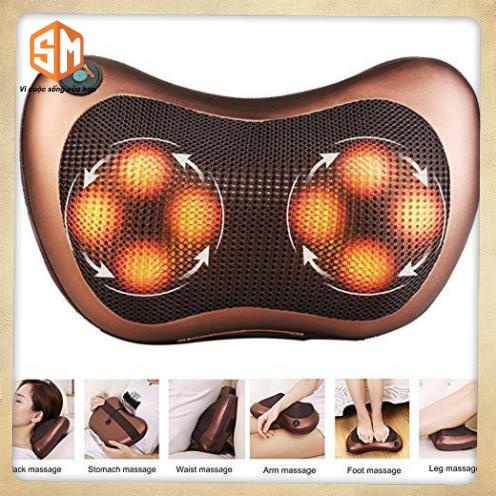 Gối Massage Cổ Hồng Ngoại 8 Bi Xoay 2 Chiều Công Nghệ Nhật Bản - BẢO HÀNH 12 THÁNG, Máy Mát Xa Cổ Vai Gáy