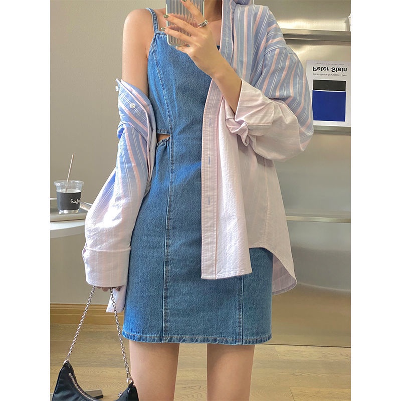 Đầm Yếm Denim Thiết Kế Đơn Giản Thời Trang Mùa Xuân Cho Nữ đầm bầu váy nữ váy bé gái váy dài chân váy dài váy nữ chân váy dài