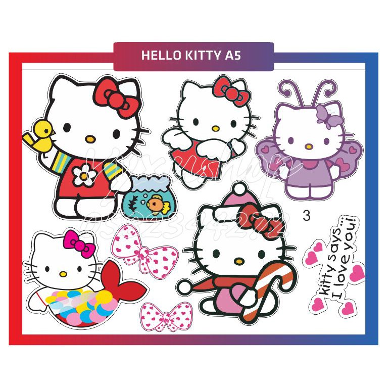 Combo 20 sticker decan Hello Kitty, decal ngoài trời không sợ mưa nắng,sticker trang trí cho bé yêu