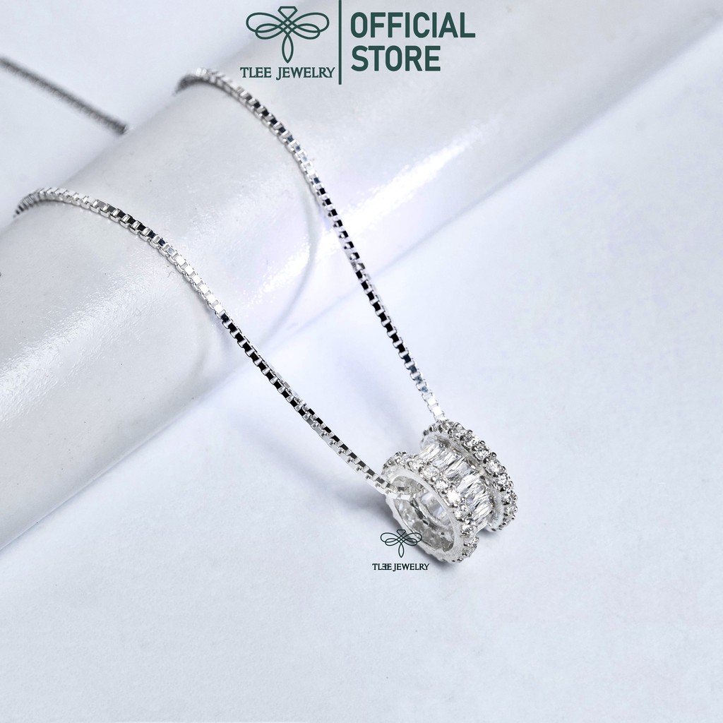 Dây chuyền bạc Tlee, Vòng cổ mặt hộp nạm đá mẫu HOT - TleeJewelry