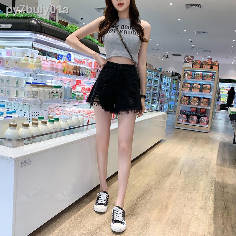 2021 mùa xuân, hè và thu mới phong cách Hàn Quốc quần short denim khoét lỗ hợp thời trang dành cho trẻ em cạp ca