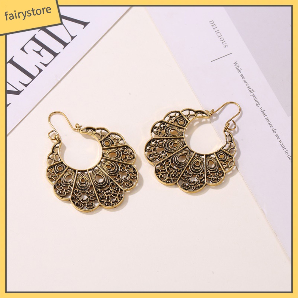 Bông tai hình hoa rỗng phong cách vintage thời trang nữ