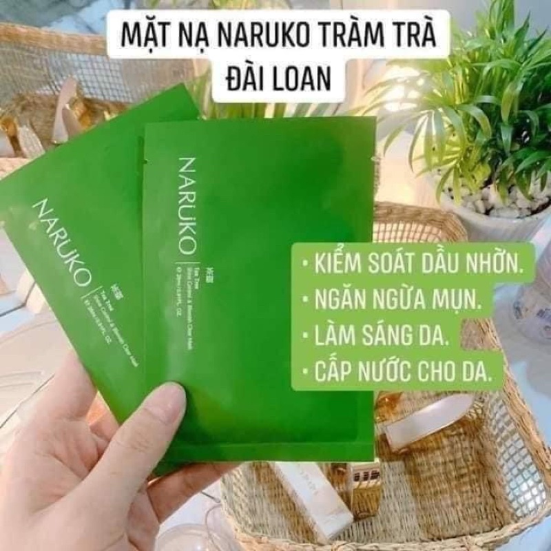 Mask Tràm Trà Cho Da Mụn, Kiểm Soát Dầu Naruko Tea Tree Shine Control & Blemish Clear Mask