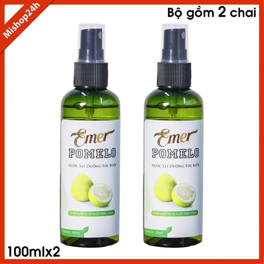 Bộ 2 Chai Xịt Tinh Dầu Bưởi Pomelo Ngăn rụng tóc giúp tóc dài và dày hơn (100ml x2)