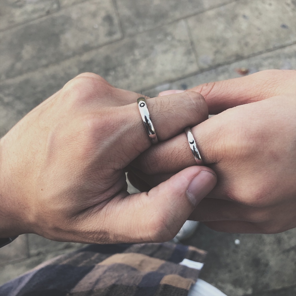 Nhẫn hở hình mặt trăng / mặt trời đơn giản thời trang nam nữ