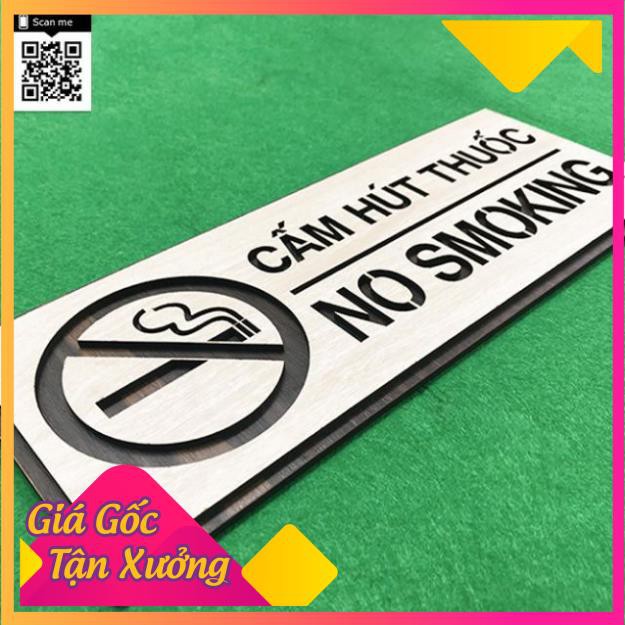 Bảng Gỗ Decor - Mẫu No Smoking - Cấm Hút Thuốc - Bảng Gỗ Woody