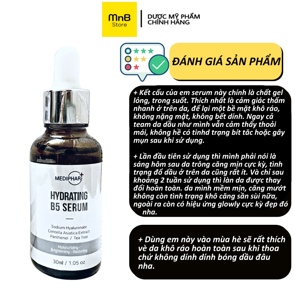 Tinh chất serum dưỡng ẩm phục hồi sáng da cấp nước chống lão hóa MEDIPHAR+ HYDRATING B5