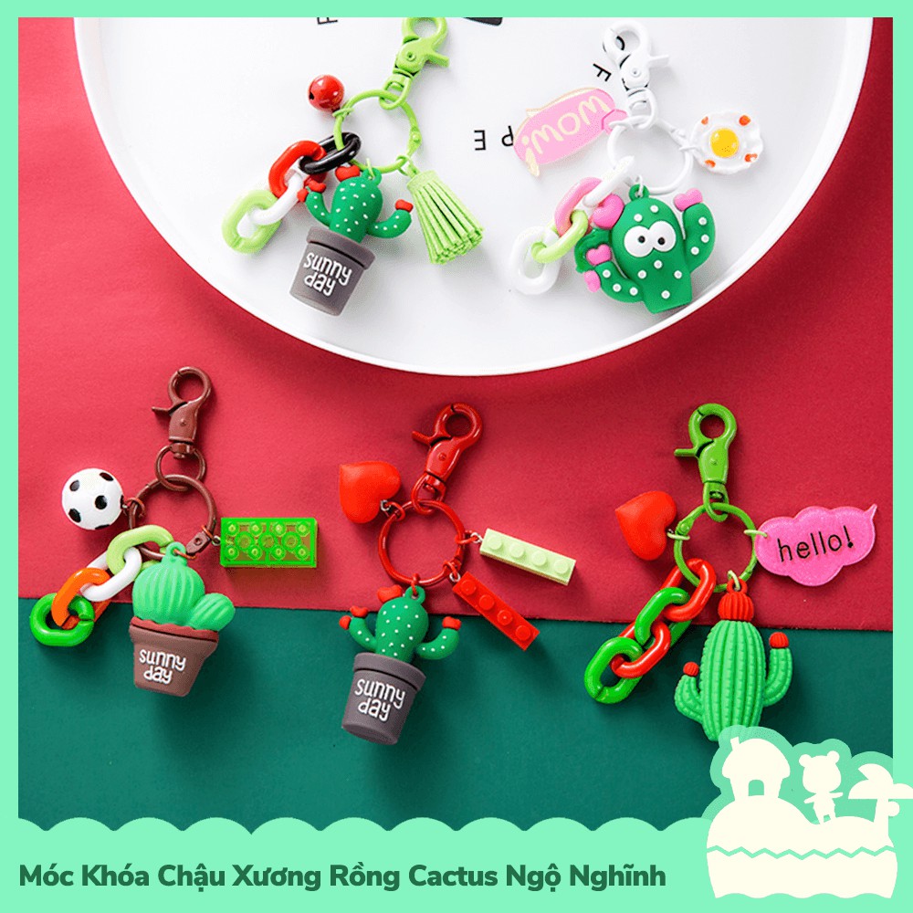 [Sẵn VN - NowShip] Móc Khóa Keychain Chậu Cây Xương Rồng Cactus Ngỗ Nghĩnh Đáng Yêu Dễ Thương