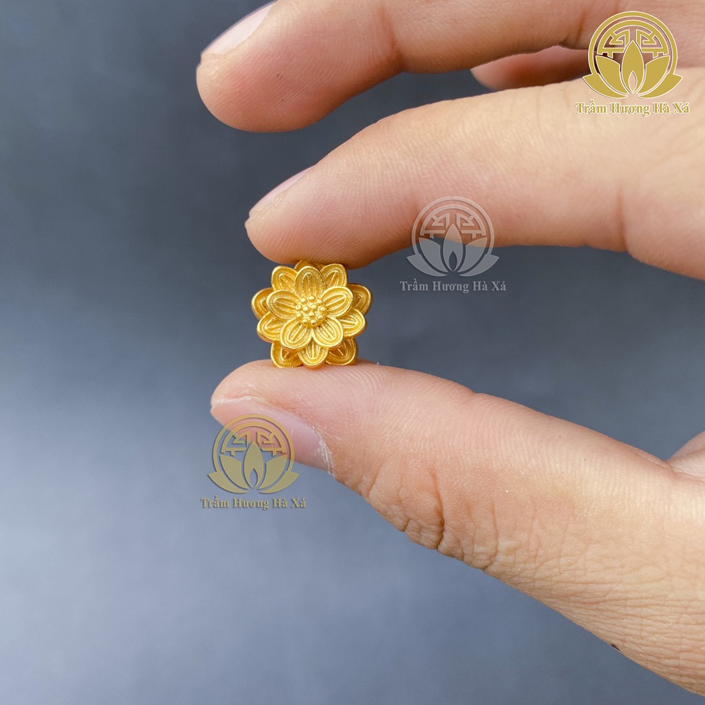 Charm tỳ hưu, hoa sen đồng mix vòng tay phong thủy trầm hương HÀ XÁ tài lộc