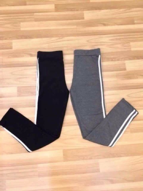 Quần legging viền hai sọc hình thật chụp sàn