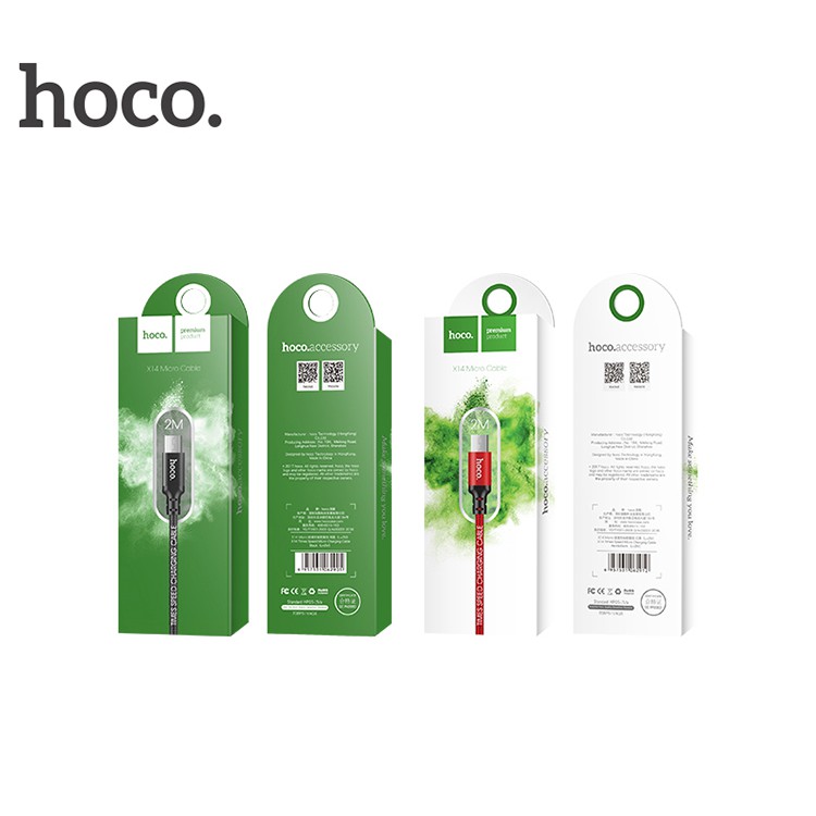 Cáp sạc dây dù cổng microUSB Hoco X14 dài 2M - hỗ trợ QC3.0 (Màu ngẫu nhiên)