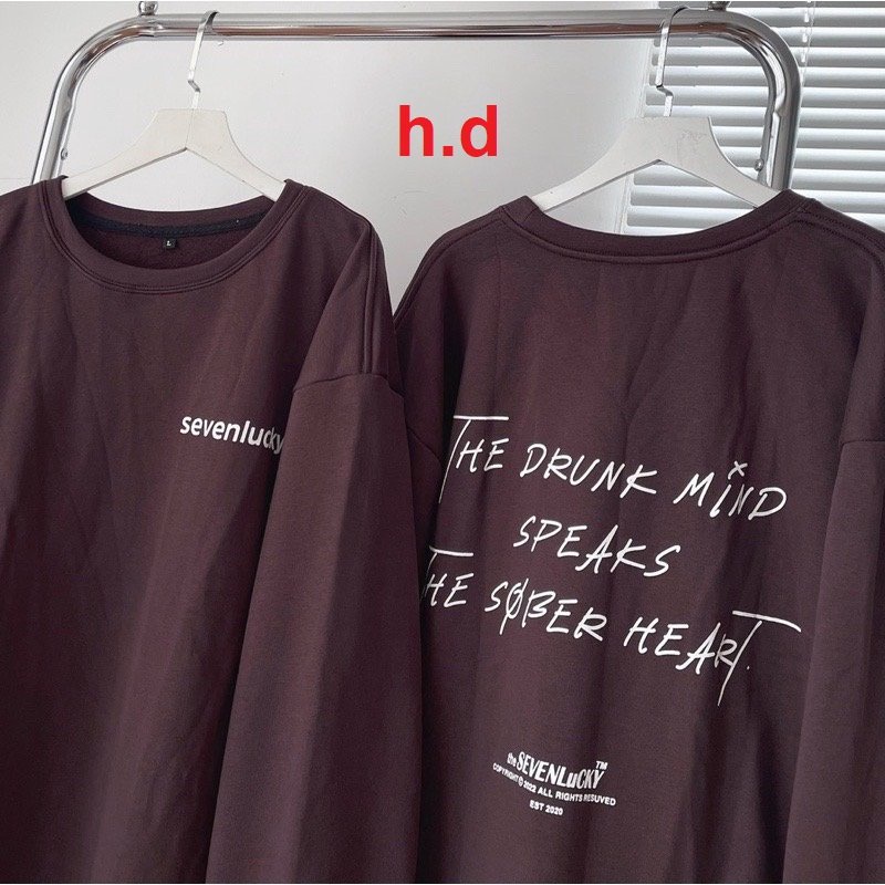 Áo nỉ sweater sevenlucky màu áo siêu sang chất nỉ bông siêu dày ấm chất lượng form dáng rộng nam nữ mặc được