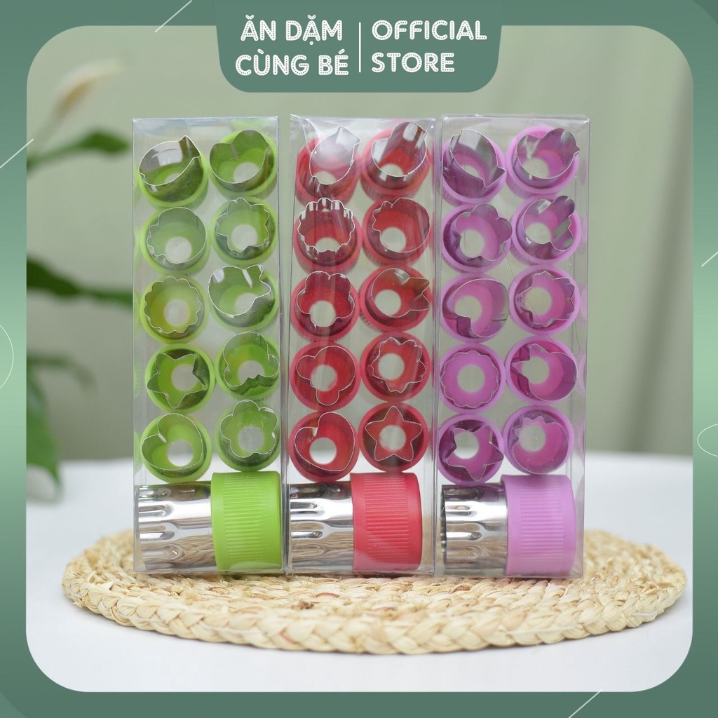 Khuôn cắt dập tạo hình bột bánh quy rau củ trái cây hoa quả 12 chi tiết cao cấp chất lượng tiện dụng KC12