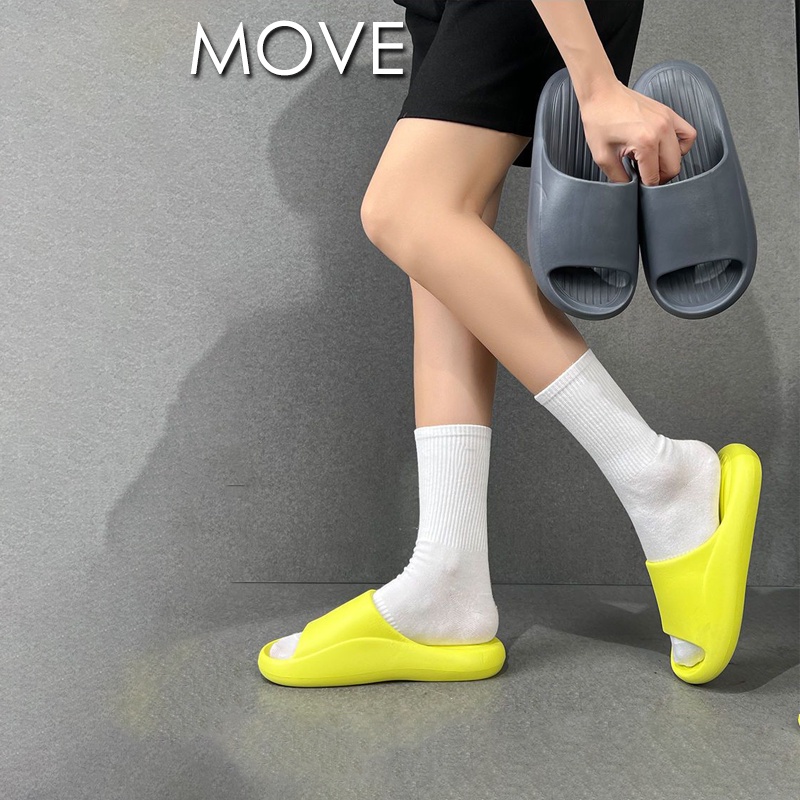 Dép bánh mì unisex MOVE đi trong nhà, Dép quaì ngang đế EVA siêu êm chân chống trơn trượt massage chân