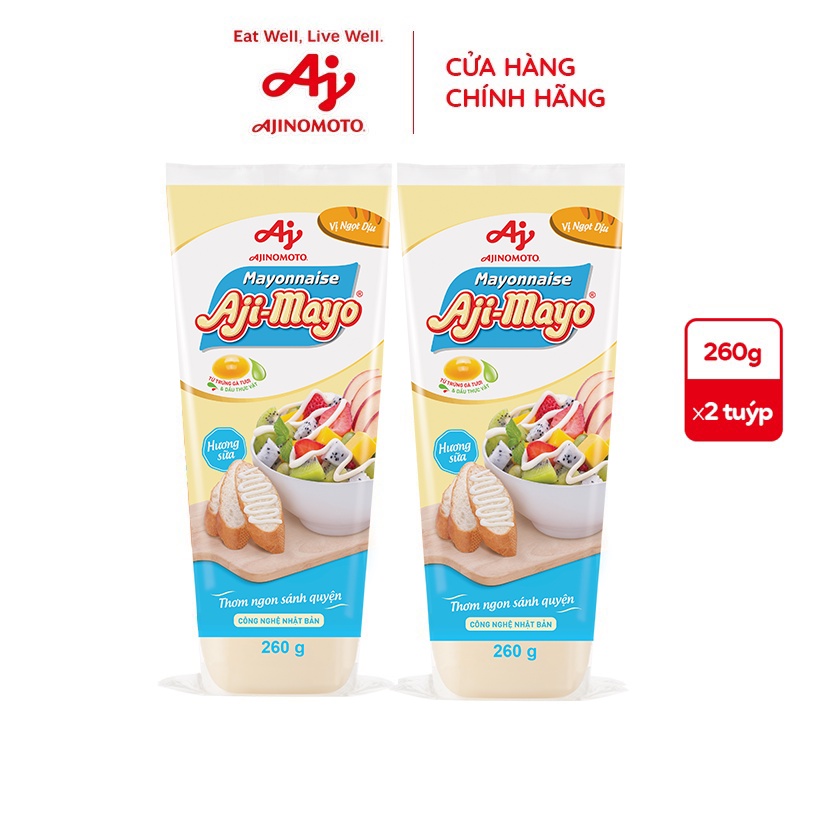 Combo 2 tuýp Xốt Mayonnaise Aji-mayo vị Dịu (260g/tuýp)