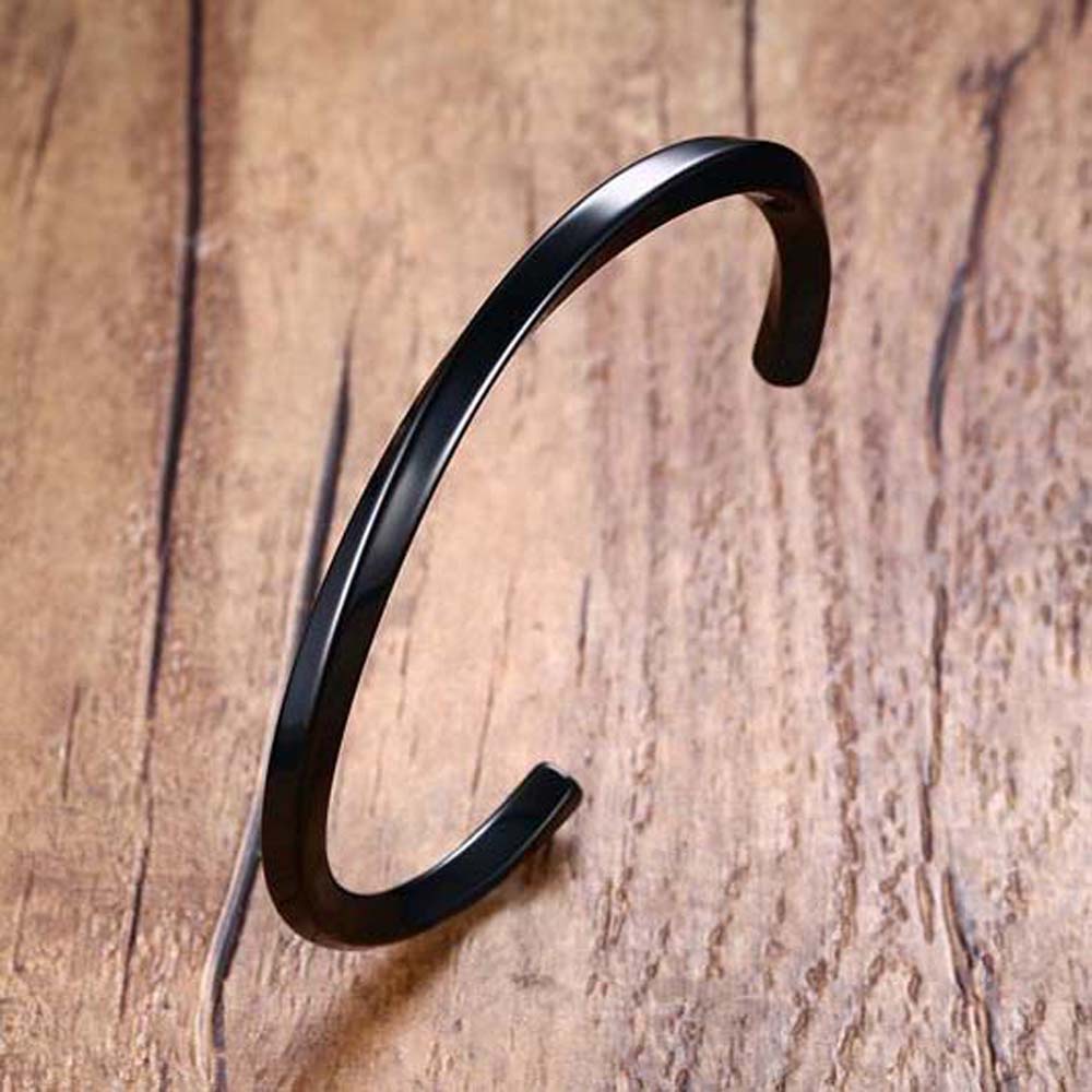 Vòng Tay Hở Bằng Thép Không Gỉ Màu Đen Phong Cách Cổ Điển Thời Trang Cho Nam Và Nữ