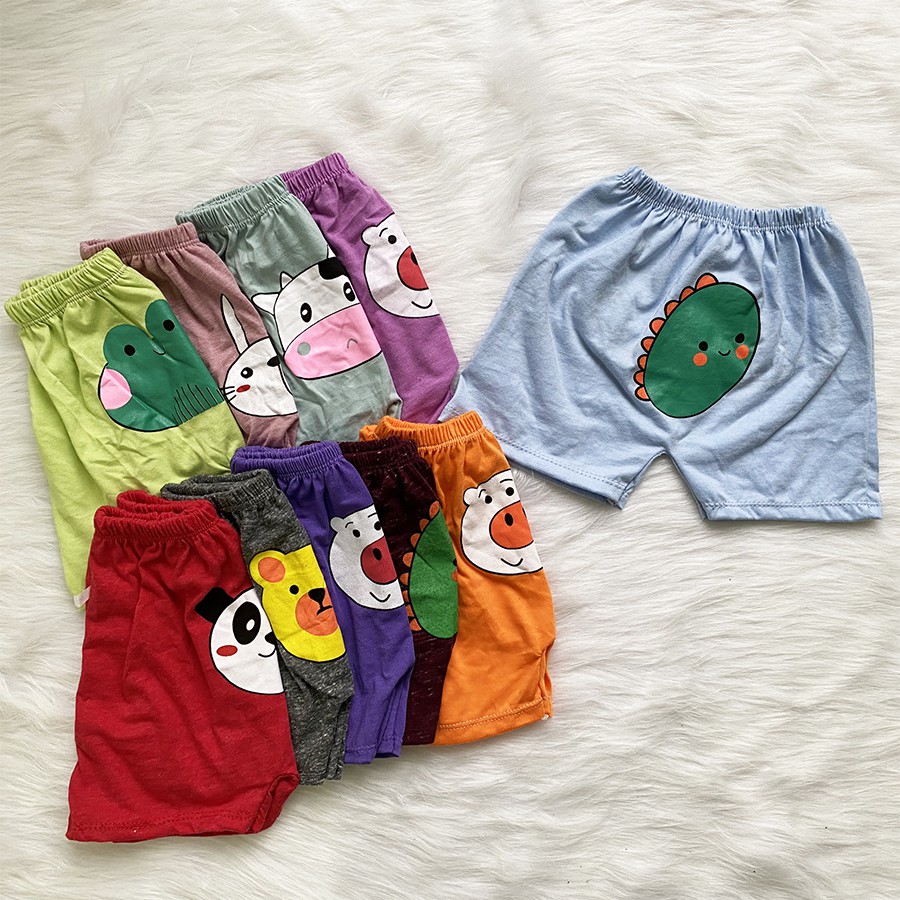 Quần Chip Đùi Cotton Borip In Hình Thú Cho Bé Trai Và Bé Gái MINI KIDS Size 6-16kg