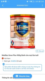 SỮA BỘT MEDILAC GROW PLUS 900g