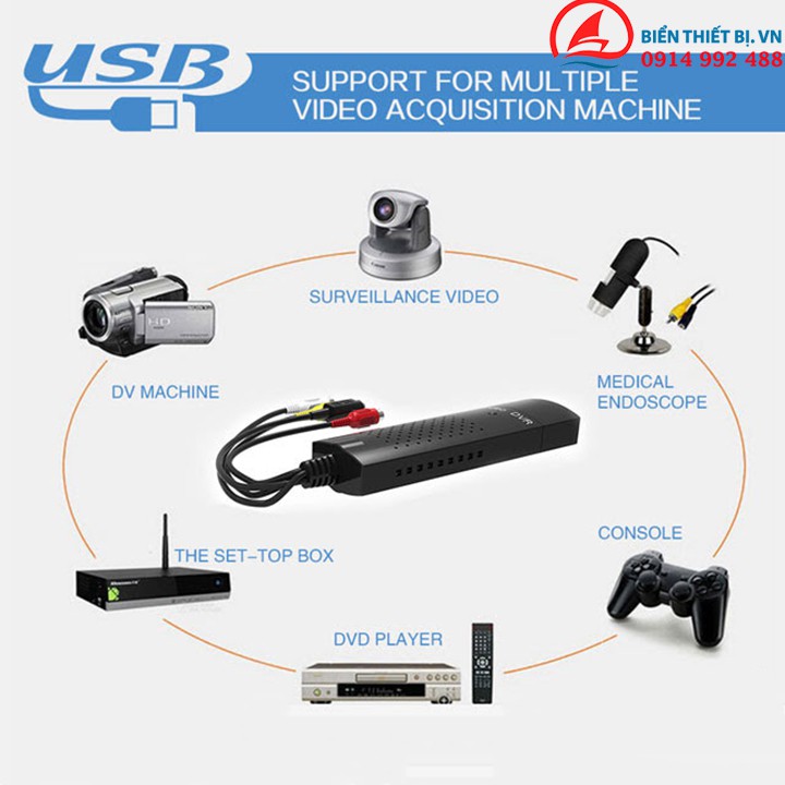 EasyCapture USB ghi hình AV, S-Video - Chuyển đổi USB 2.0 ra AV và Svideo, lưu hình ảnh Video từ Camera vào máy tính