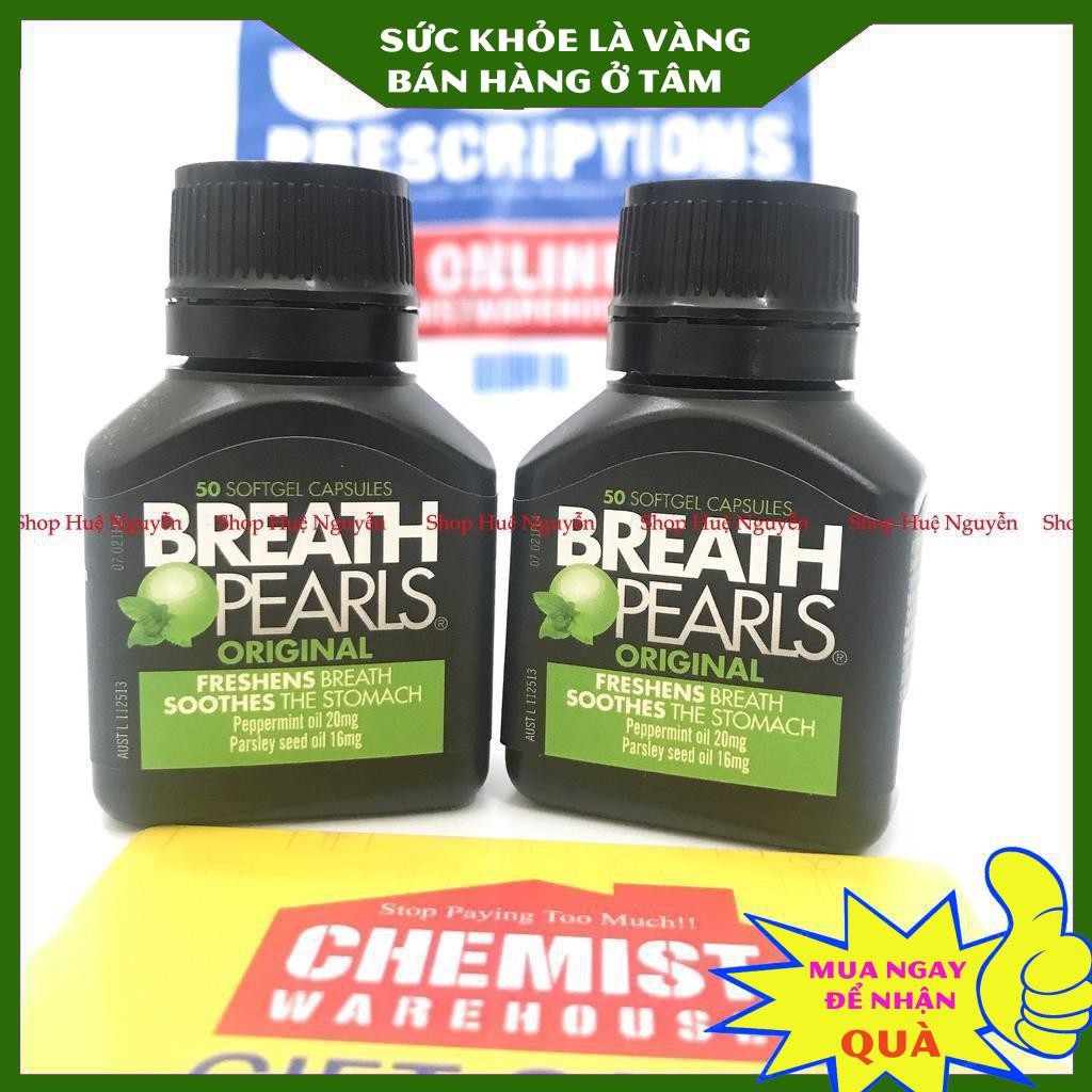 Viên ngậm thơm miệng breath pearls nhập khẩu úc( lọ 50 viên)