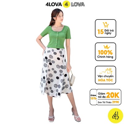 Chân váy đuôi cá 4LOVA chất vải lụa Hàn chấm bi phối màu trẻ trung kết hợp được nhiều phong cách