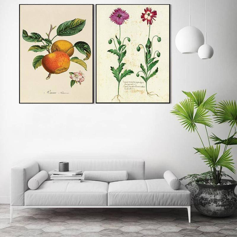 Tranh Vải Bạt Treo Tường In Hình Hoa Mẫu Đơn Phong Cách Vintage Trang Trí Nhà Cửa