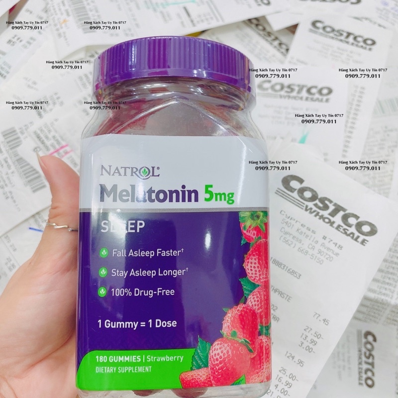 Kẹo ngủ ngon Natrol Melatonin 5mg 180 viên chuẩn Mỹ Gummy sleep well fall asleep faster