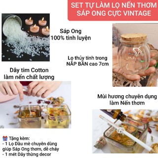 SET TỰ LÀM LỌ NẾN THƠM SÁP ONG NẮP BẦN CỰC VINTAGE - 9293store - 9293kitdecor