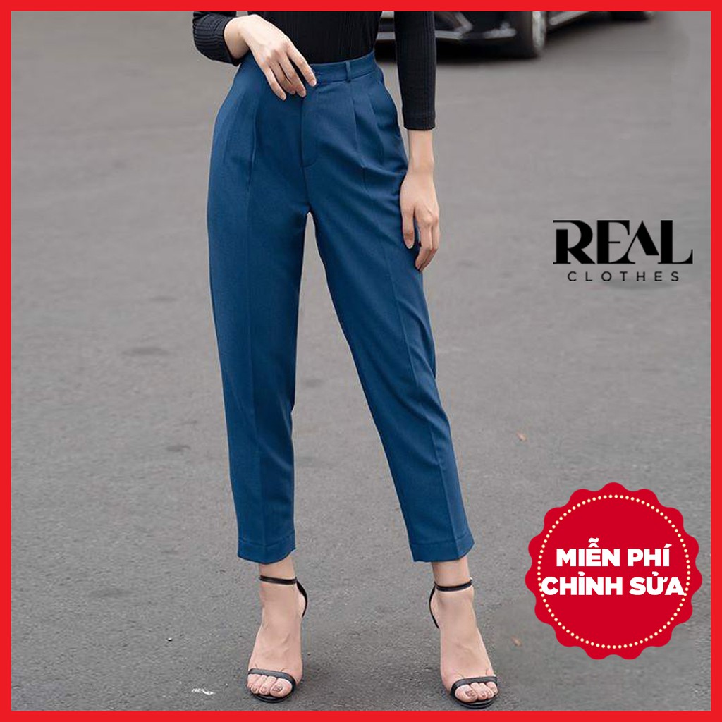 Quần baggy lưng cao màu xanh cổ vịt, đủ size, thiết kế cơ bản