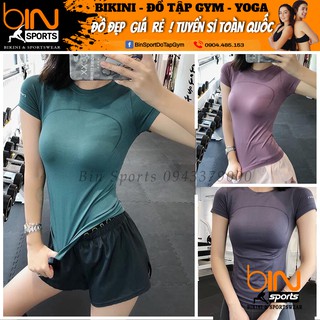 Aó Dệt Kim Ngắn Tay Cao Cấp, Aó tập yoga, gym Bin Sports A070