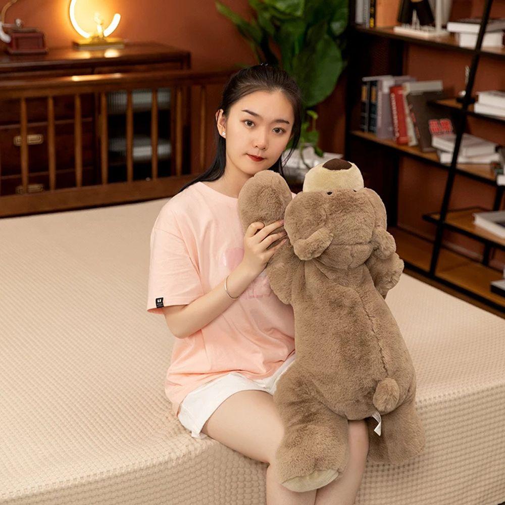 Gấu Nhồi Bông Mềm Mại Đang Nằm REBUY1 Dễ Thương Trang Trí Nhà Cửa