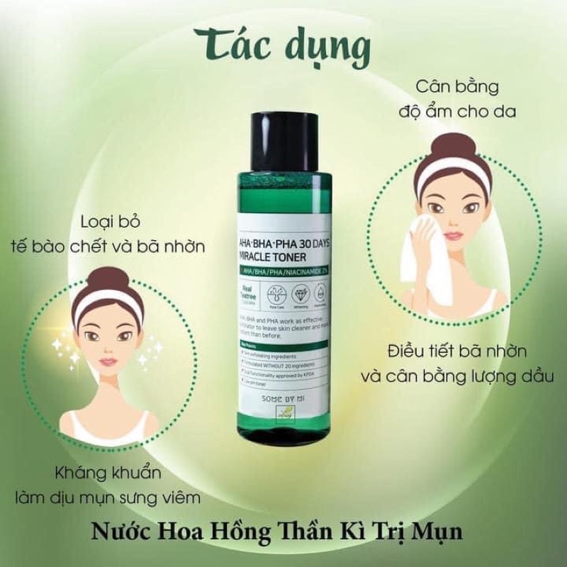 Nước Hoa Hồng Giảm Mụn Some By Mi AHA-BHA-PHA 30 Days Miracle Toner 150ml