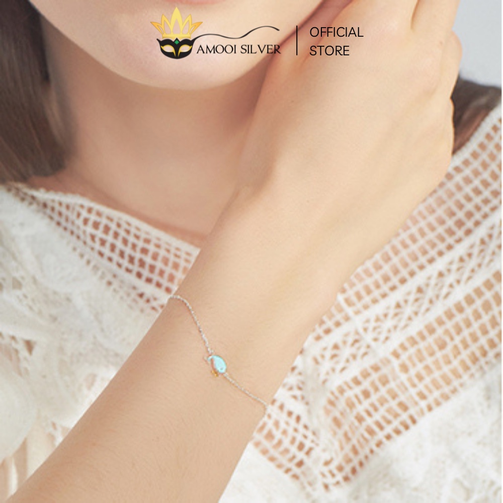 Lắc Tay Bạc S925 Mẫu Cá Voi Biển Xanh Xinh Xắn Thanh Lịch - Amooi Silver AT06