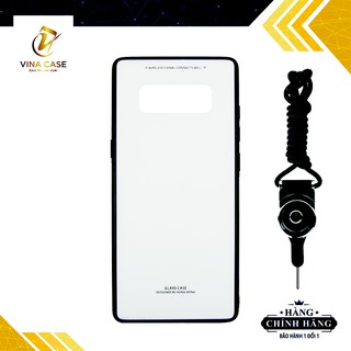 (3 Màu)Ốp lưng Samsung Note 8 kính cường 9H - Tặng kèm dây đeo điện thoại