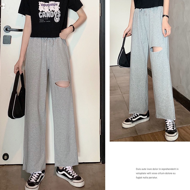 SUXI Quần Thể Thao Lưng Cao Dáng Rộng Màu Sắc Đơn Giản Thời Trang Mùa Xuân Thu Theo Phong Cách Hàn Quốc Cho Nữ