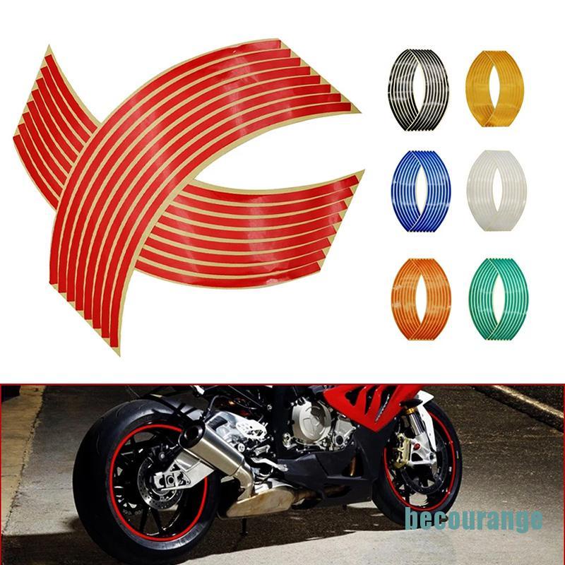 Bộ Sticker Phản Quang Dán Vành Bánh Xe Hơi / Xe Máy 16 17 &quot;18&quot;