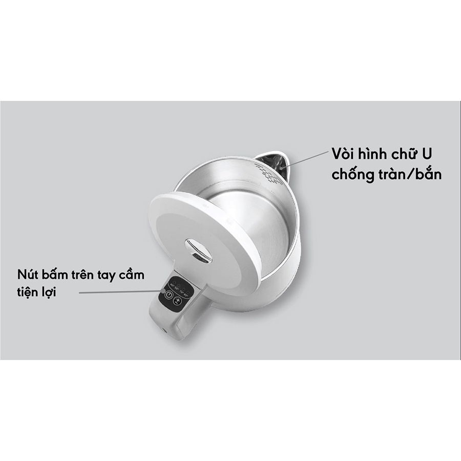 Ấm đun nước siêu tốc thông minh - Bình đun siêu tốc inox 3 lớp điều chỉnh nhiệt độ 1.7L Goldsun GKT2642
