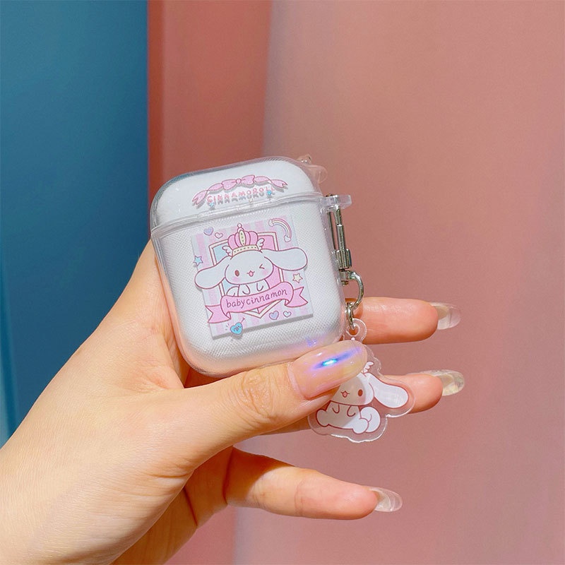 Vỏ Bảo Vệ Hộp Sạc Tai Nghe Bluetooth Airpods 1 2 3 Pro 2 PRO2 Inpods 12 Trong Suốt Họa Tiết Hoạt Hình Chú Chó Đeo Vương Miện i12 Dễ