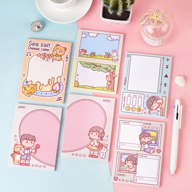Set 105 tờ giấy ghi chú họa tiết hoạt hình xinh xắn