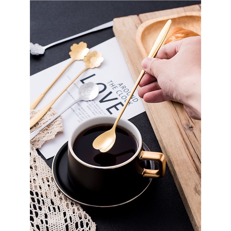 MUỖNG CÀ PHÊ ,KEM CÁN DÀI  INOX  NHIỀU HỌA TIÊT HOA ĐẸP