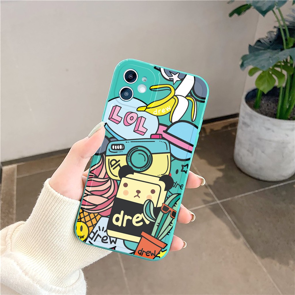 Ốp lưng iphone Drew Toy bóng cạnh vuông 6/6plus/6s/6splus/7/7plus/8/8plus/x/xr/xs/11/12/13/pro/max/plus/promax