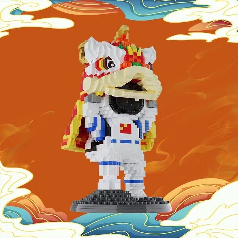 Bộ Đồ Chơi Lắp Ráp Mô Hình Mini Hình Phi Hành Gia Rồng Sư Tử Sáng Tạo Cho Trẻ Em