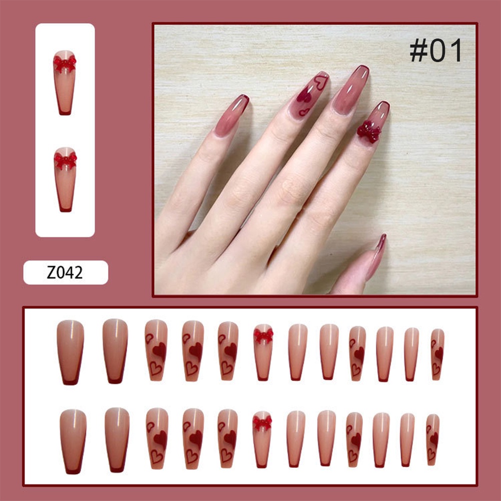 Set 24 Móng Tay Giả Đính Đá Hình Bướm Thời Trang Cho Nữ