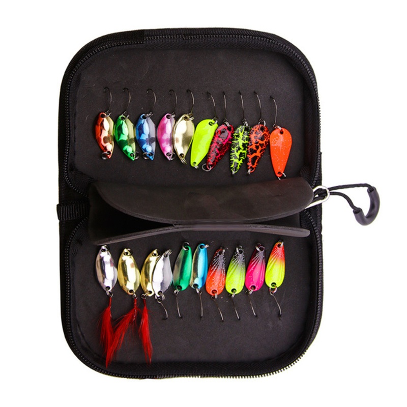 QQ Set 20 Mồi Câu Cá Giả Bằng Kim Loại Kèm Túi Đựng Tiện Lợi