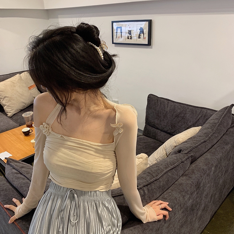 DUNEA Áo kiểu cổ vuông trễ vai che nắng gợi cảm thời trang cho nữ