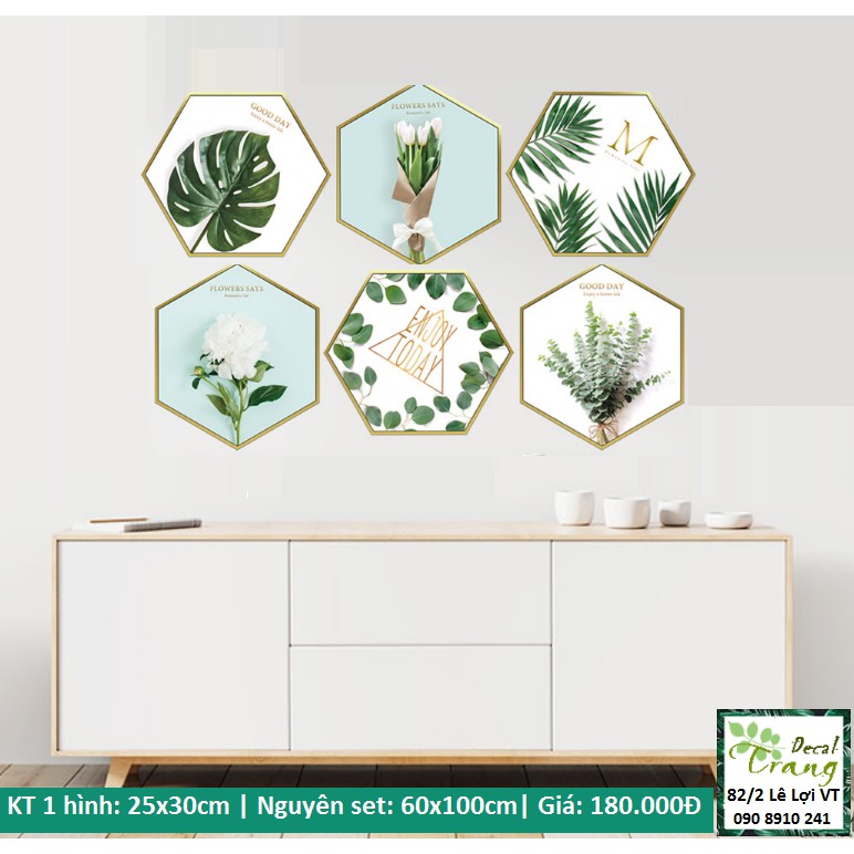 Decal Khung hình Lục giác Hoa