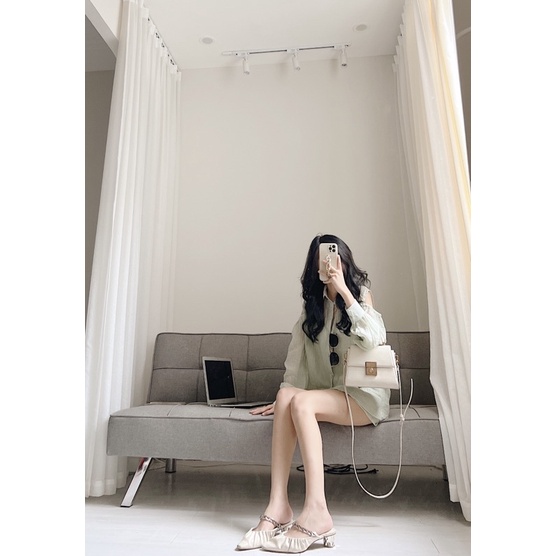 set sơ mi tơ mềm cut out hai vai Samhyewear