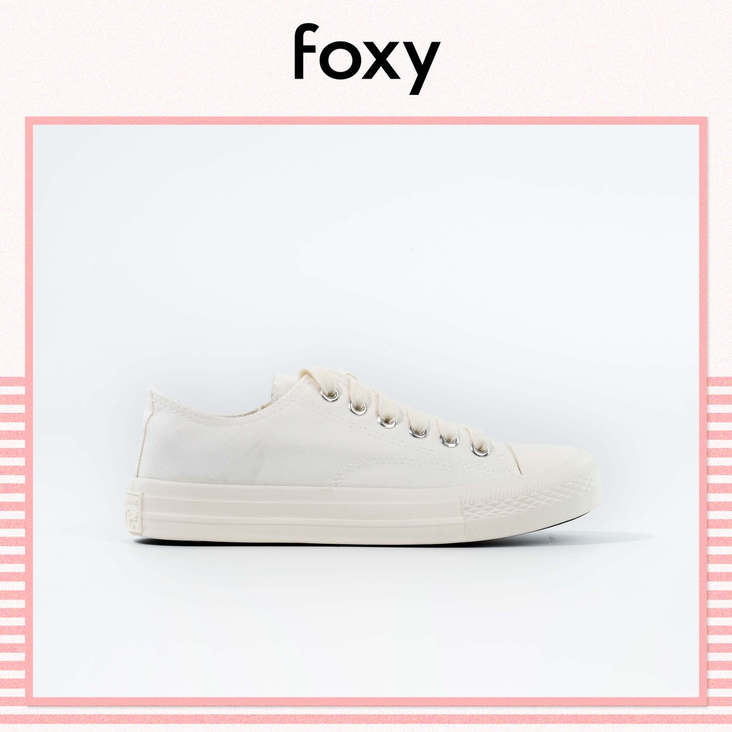 Giày Sneaker Nữ FOXY Đế Bằng Màu Trắng Be Dáng CV Basic Cổ Thấp - FOX021