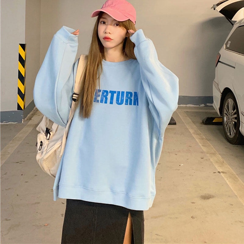 Du YAN Áo Sweater Chui Đầu Dáng Rộng In Chữ Giản Dị Phong Cách Hàn Quốc Cho Nữ