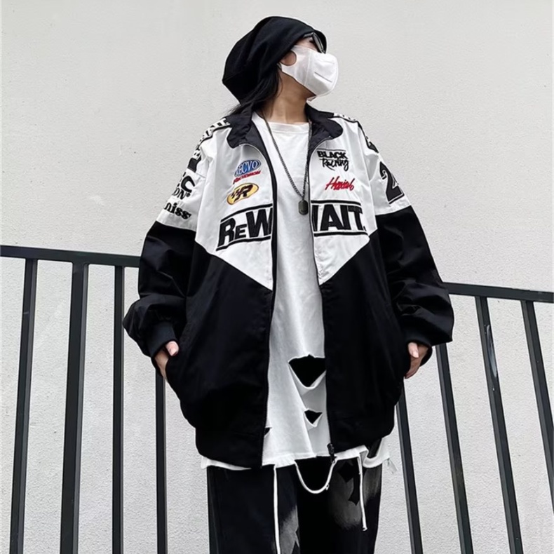 Áo khoác nam áo khoác bóng chày thêu chữ phong cách phong cách Hàn Quốc thời trang nam nữ áo khoác bóng chày áo khoác biker unisex vải đôi